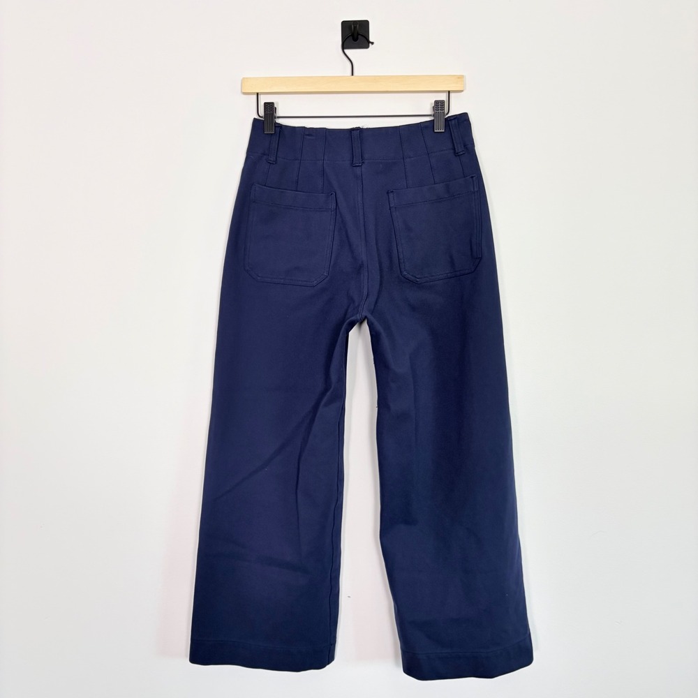 Maeve Anthropologie The Colette Wide Leg Crop Point Pants Blue Navy Blue 28 - Picture 5 of 9